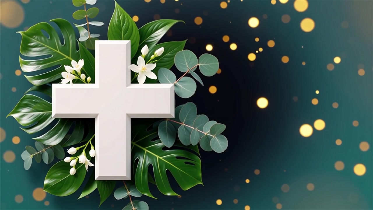 Croce Cristiana Luce Celestiale Sfondo per il Culto.