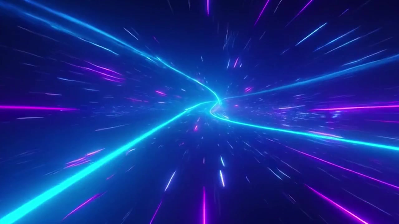 Abstract Motion Background with Neon Blue and Purple Light Trails