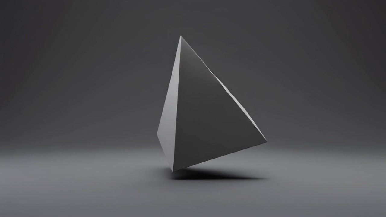 Rotating Geometric Polyhedron Shape on Dark Background