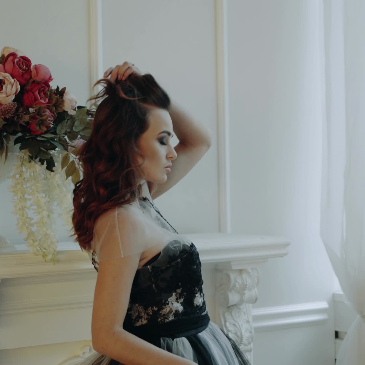 Woman posing in studio