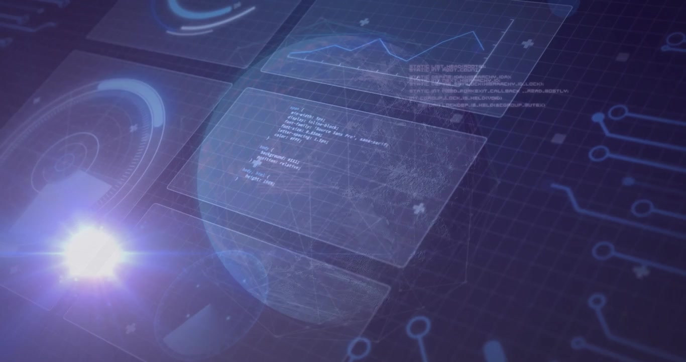 Digital Globe Interface with Data Analytics and Code Overlay