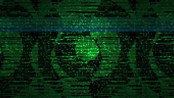 Abstracte groene digitale glitch achtergrond met geometrische patronen