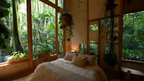 jungle-inspired bedroom with panoramic views