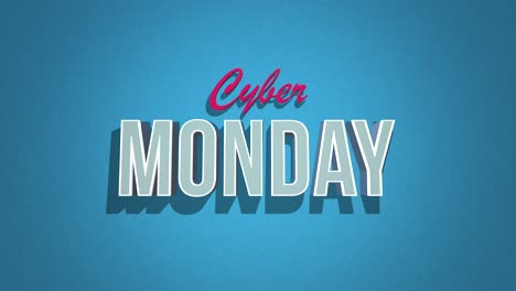 retro cyber monday text in 80s style on a blue grunge texture