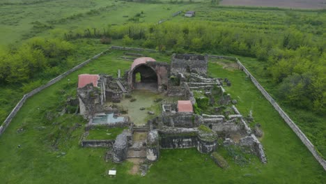 reveal shot of the royal palace of geguti in kutaisi, georgia - aerial drone