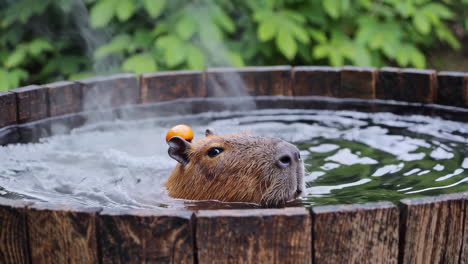 capybara enjoying a hot tub