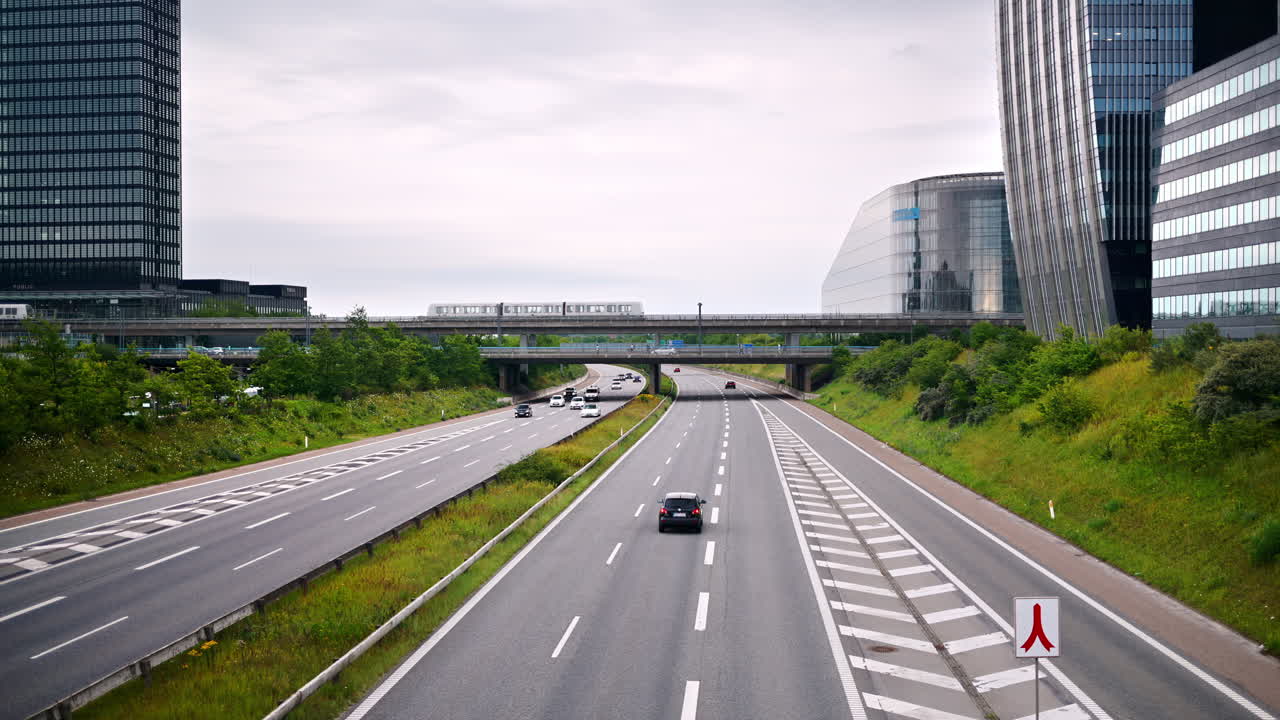 View of the European route E20 on a cloudy day