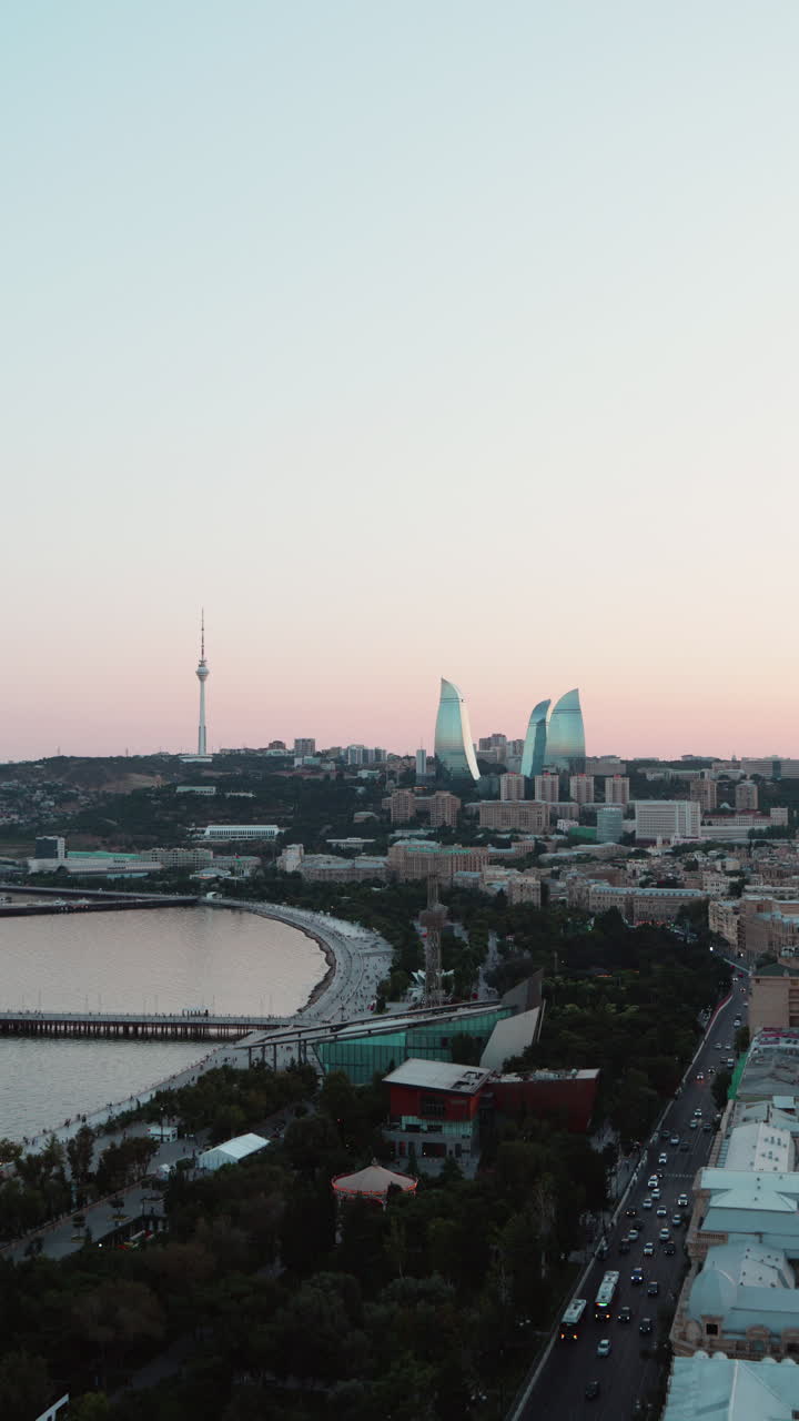 Stunning Sunset Cityscape of Baku, Azerbaijan