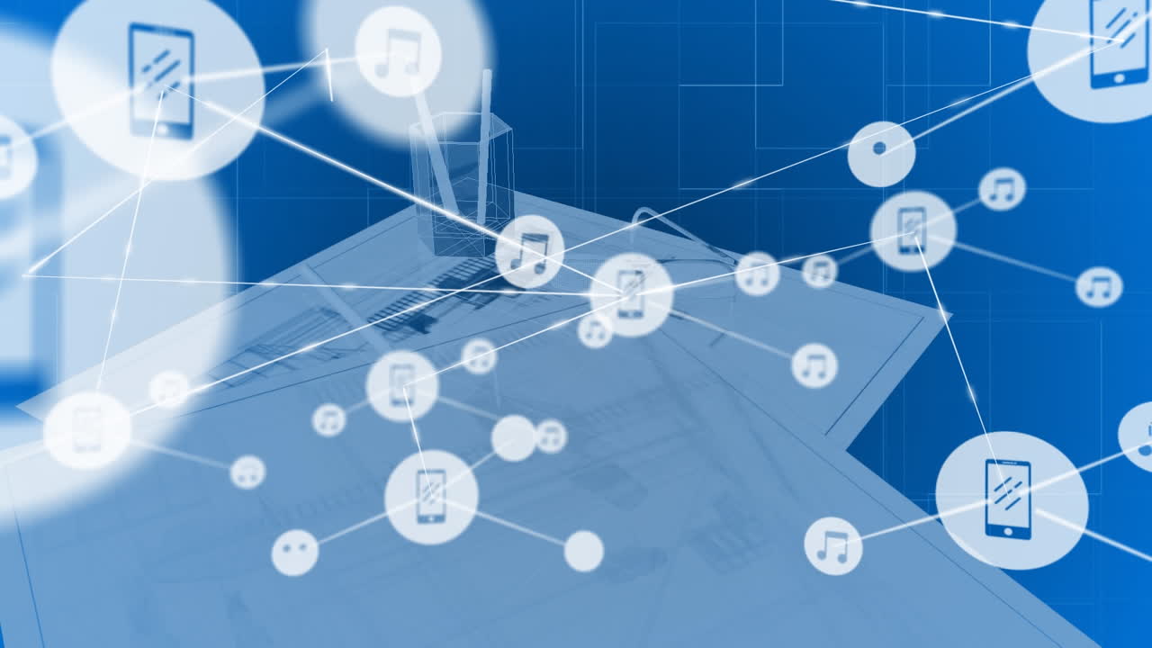 건축가의 계획에 대한 연결 네트워크의 애니메이션