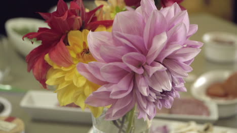 close up rotation around flowers in vase