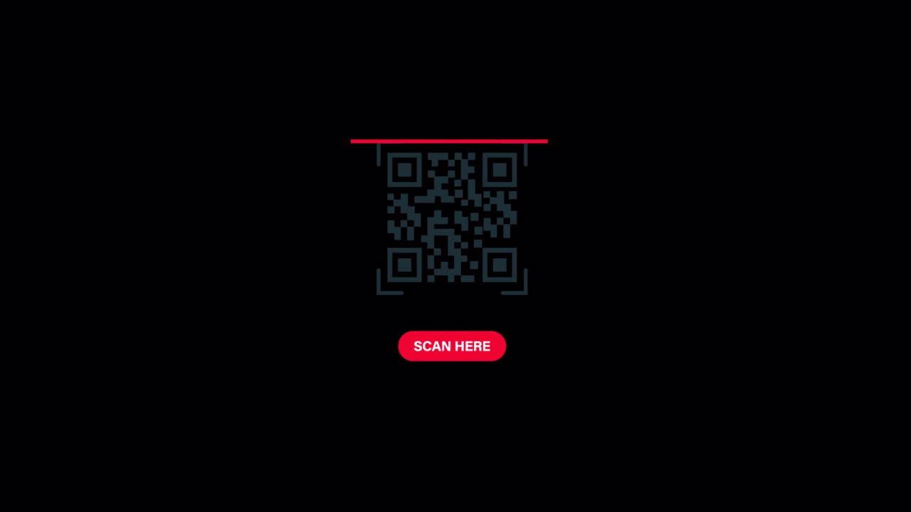 Animated QR Code with Scanning Line and Scan Here Button