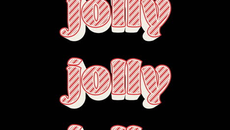 animation of jolly text in repetition at christmas on black background