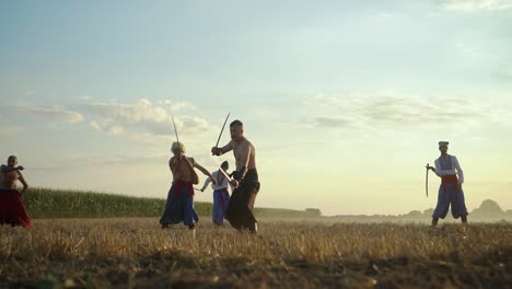 cossacks practicing with sabres in field 02