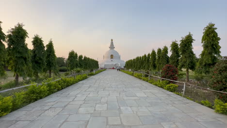 lumbini, nepal - 22 may 2023: world peace pagoda in lumbini, nepal