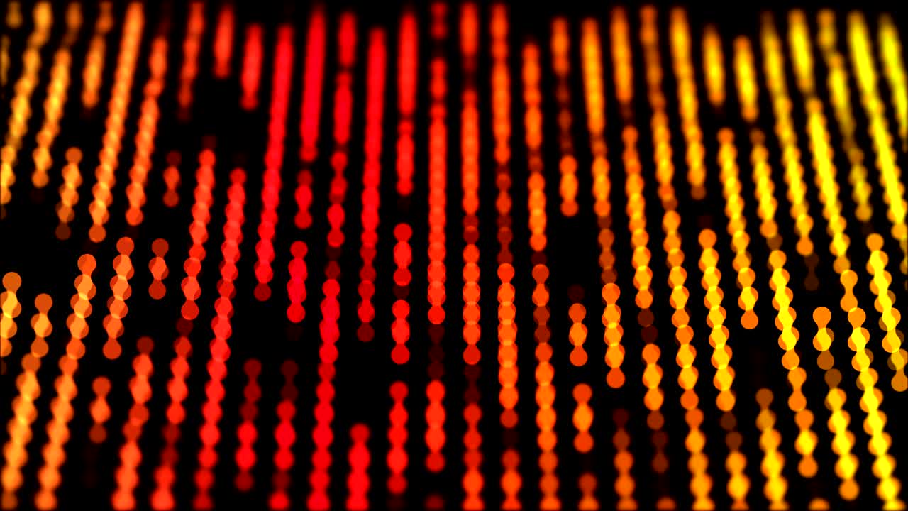Dots moving down in a row, abstract colorful composition closeup view, loop able 4k horizontal video background