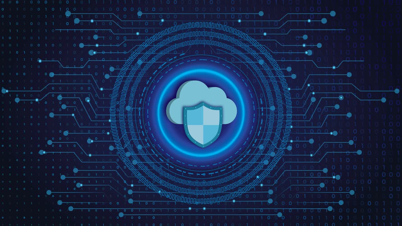 Cybersecurity, Secure Cloud, IaaS, PaaS, SaaS Concept Shown with Cloud Icon and a Security Shield for Protection and Privacy