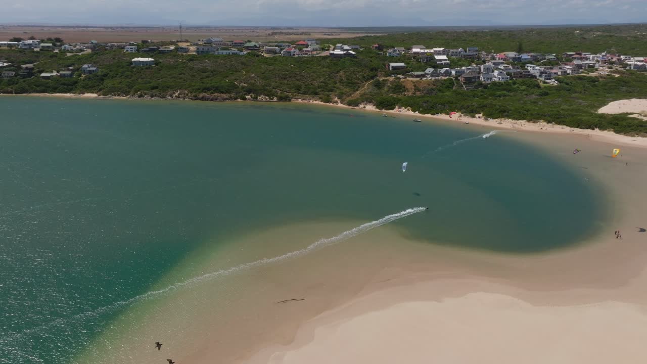 Aerial view of serene beach in Witsand, South Africa's Breede River
