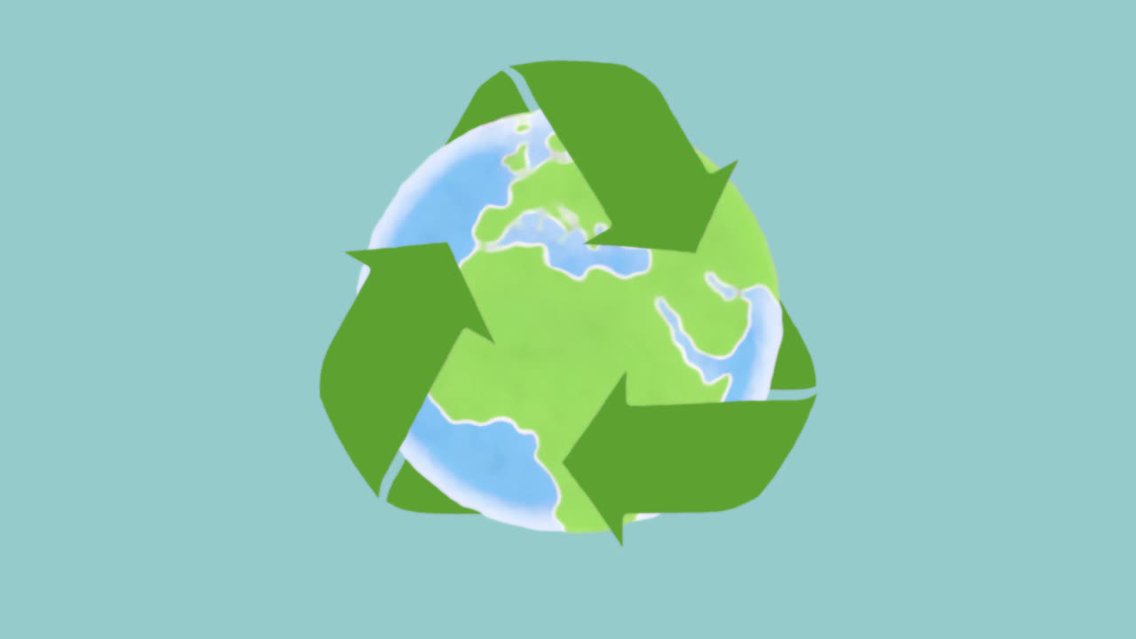 símbolo de reciclaje en el planeta tierra