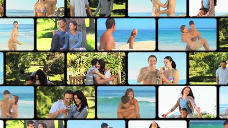 montaje de parejas compartiendo momentos juntos