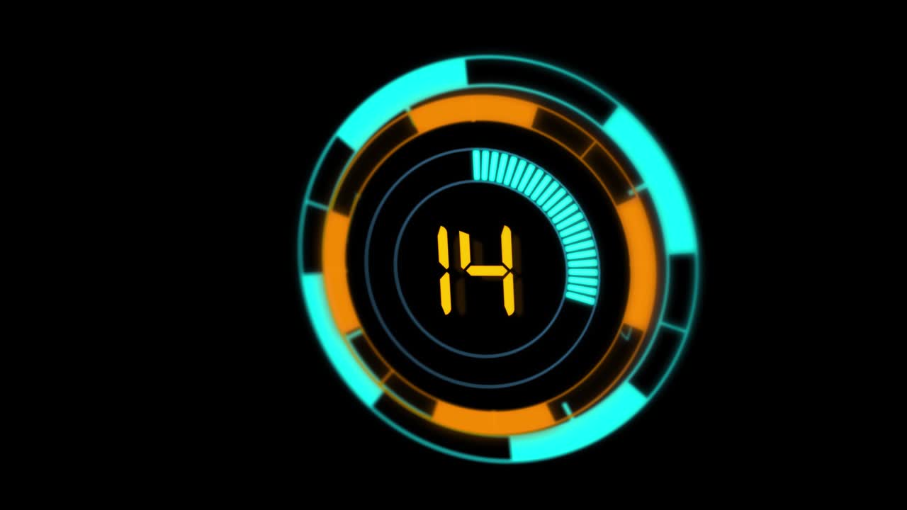 Digital Countdown leader graphic number 20 3d. Clock plate head countdown.
