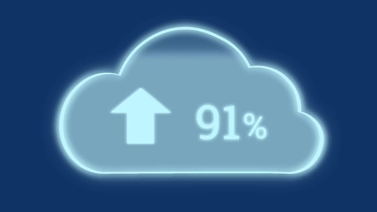 파란색 배경 위에 퍼센트 아이콘으로 구름의 애니메이션