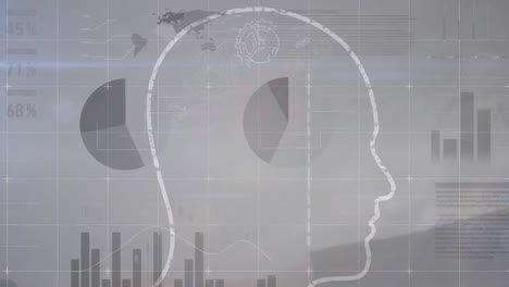 animación del procesamiento de datos sobre manos con teclas y dibujo a mano.