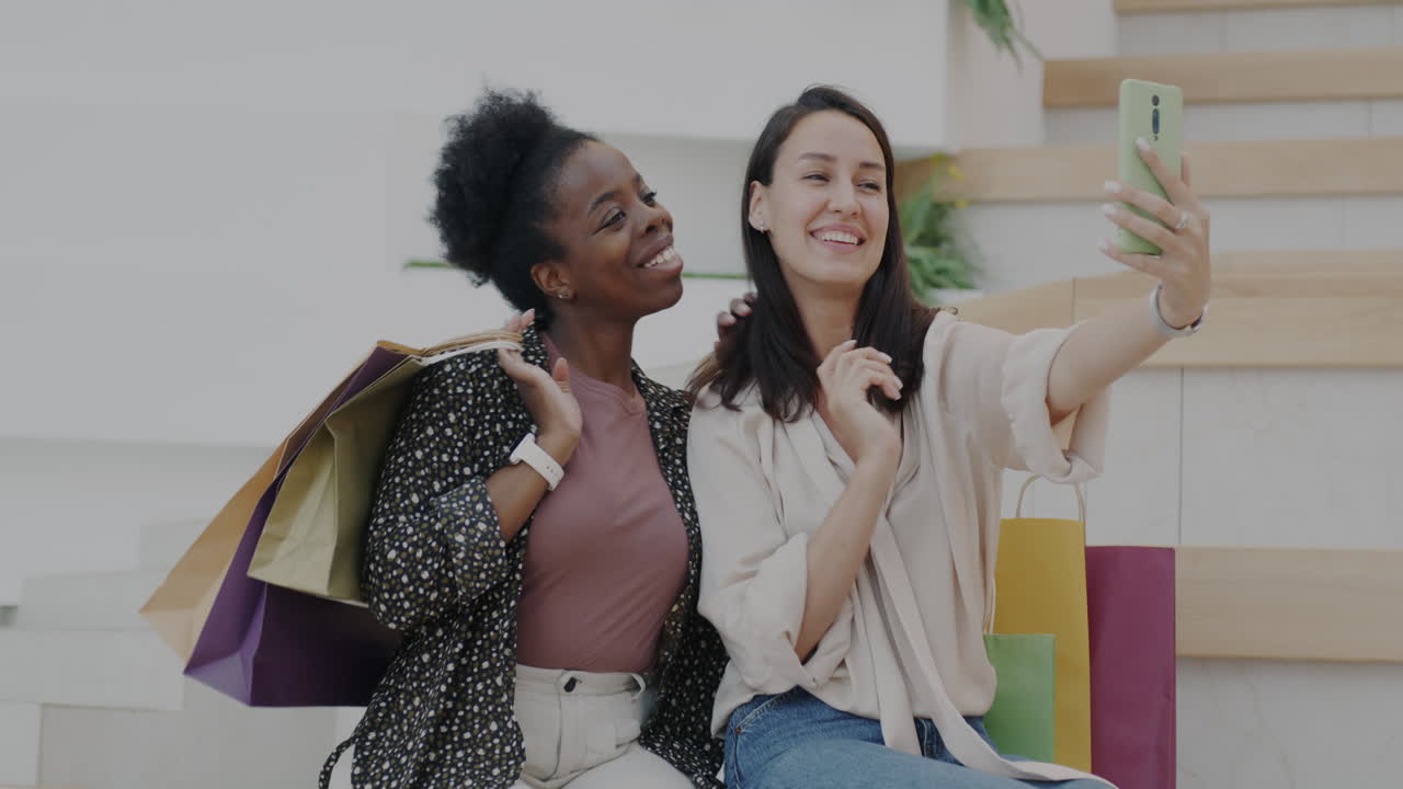 Two Women Taking a Selfie After Shopping