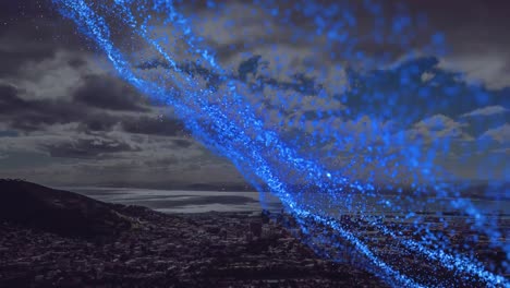 animation of blue spots over cityscape