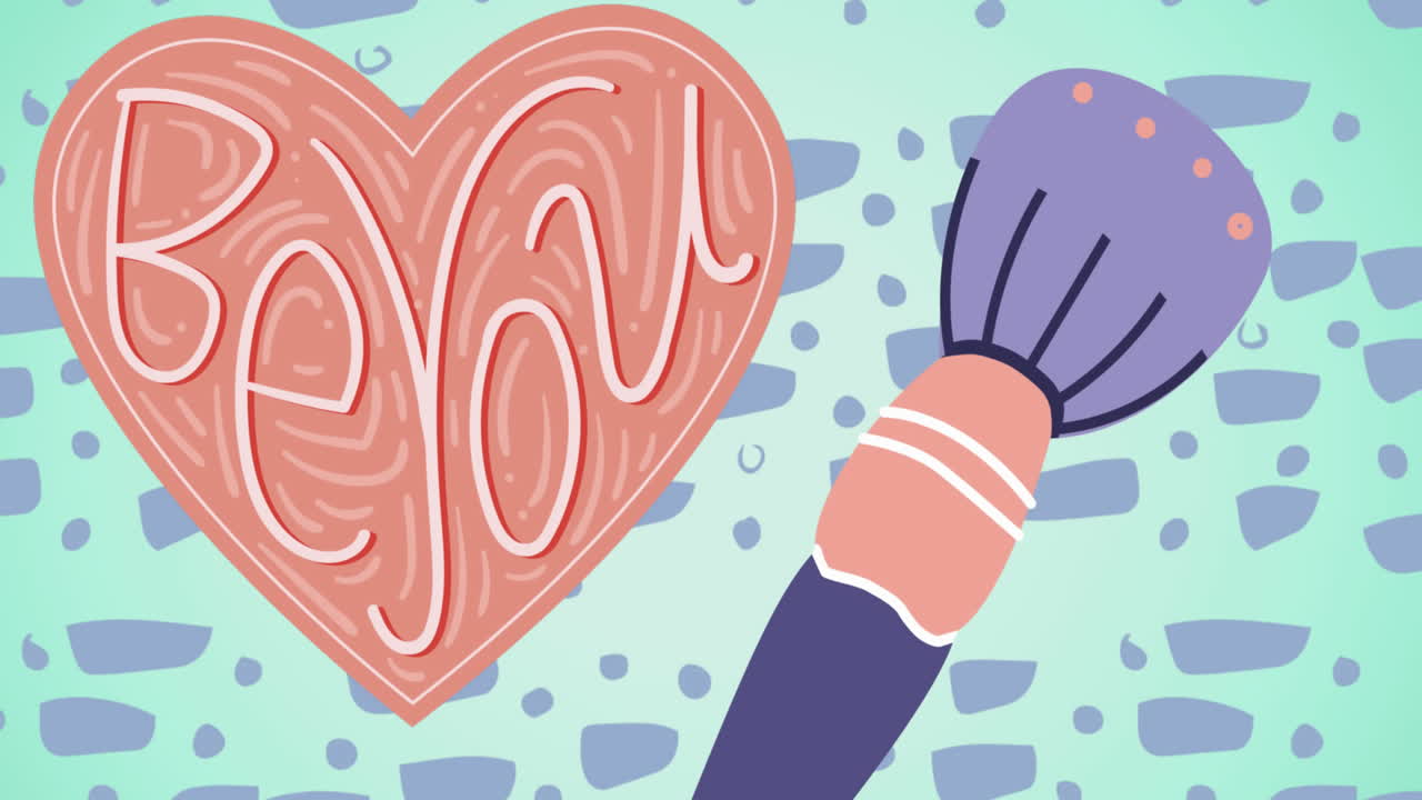 초록색 배경에 있는 파우더 브러시의 애니메이션