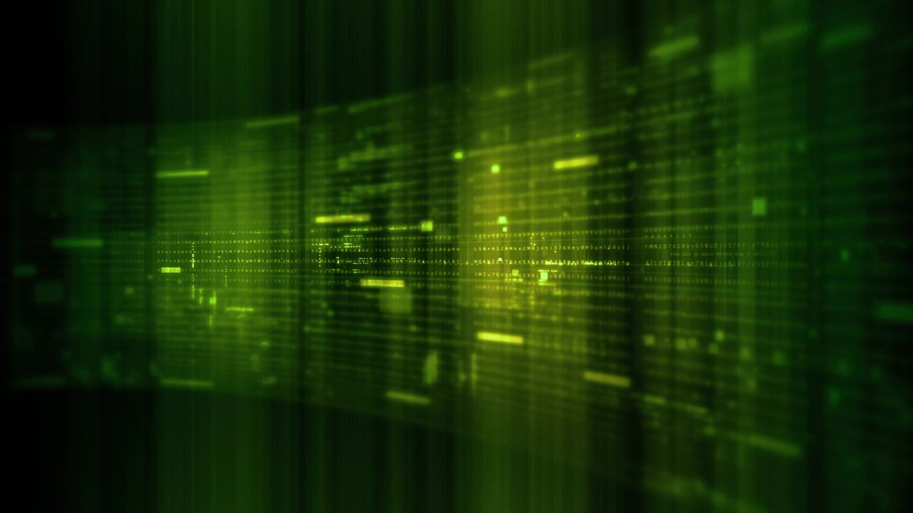 Futuristic data network visualization with glowing digital streams, big data analytics interface, cyber technology background and communication system in curved virtual display