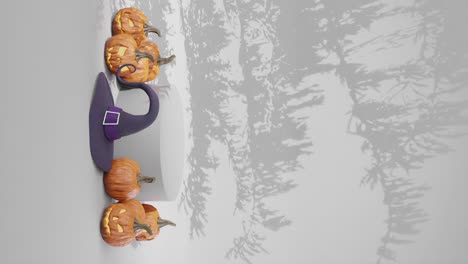 3D-Podestpodest-Mit-Halloween-Hintergrund-Für-Die-Produktpräsentation,-Vertikal