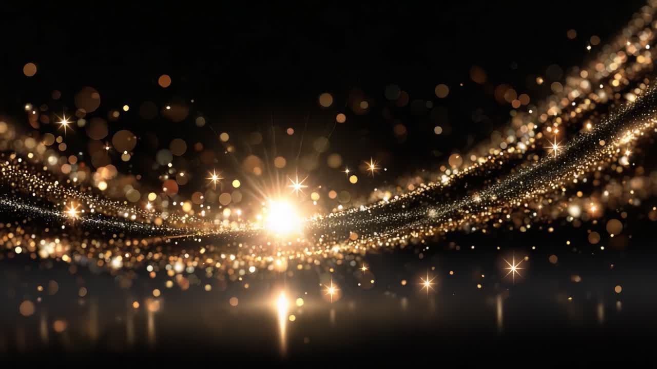 Una suggestiva esposizione di luci scintillanti e particelle luccicanti: un affascinante viaggio visivo attraverso effetti bokeh radiosi e bagliori luminosi.