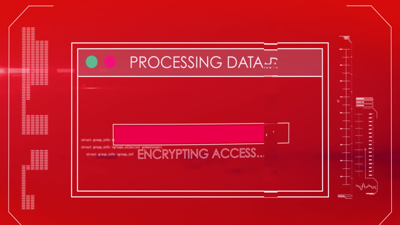 Animation of data processing on red background