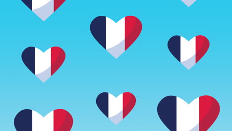 france celebration day with flags in hearts