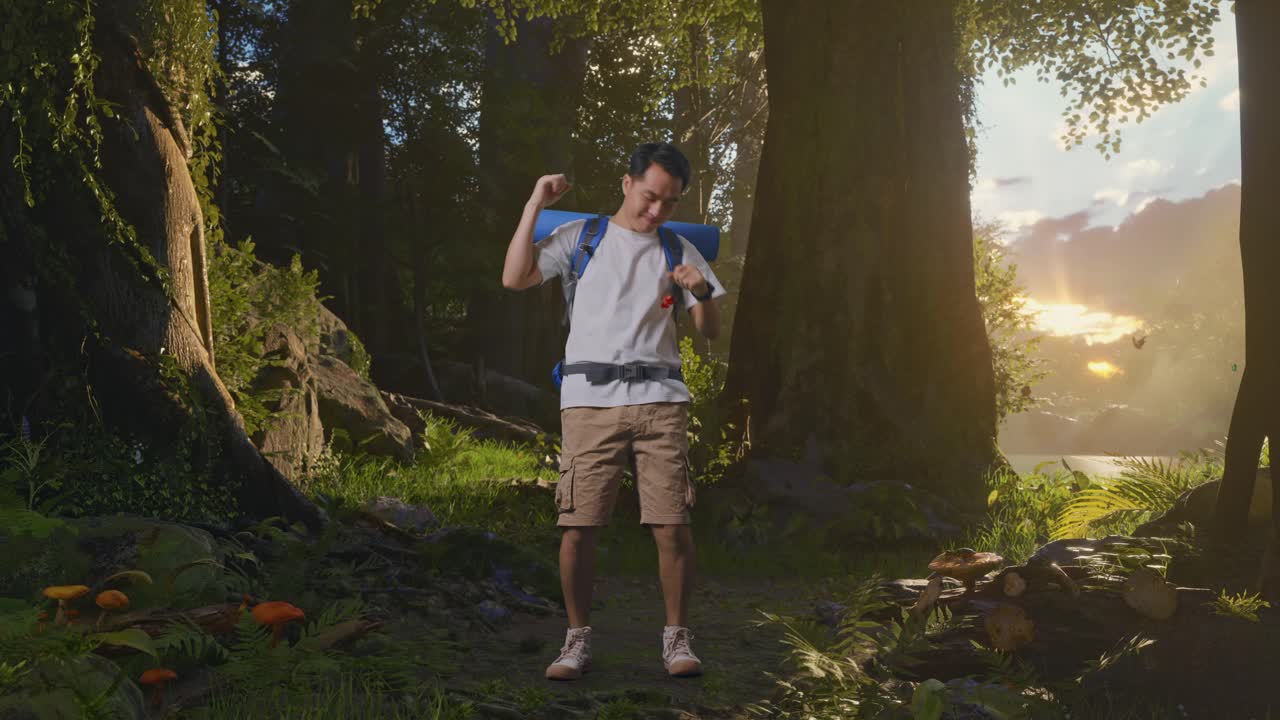 숲 속 의 행복 한 산책자