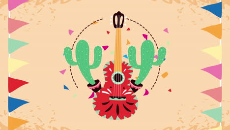 mexican fiesta guitar with cactus