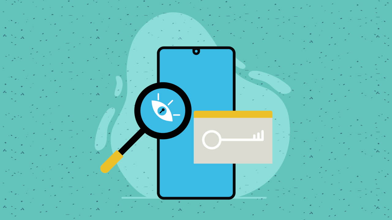 teléfono inteligente con animación de clave de seguridad