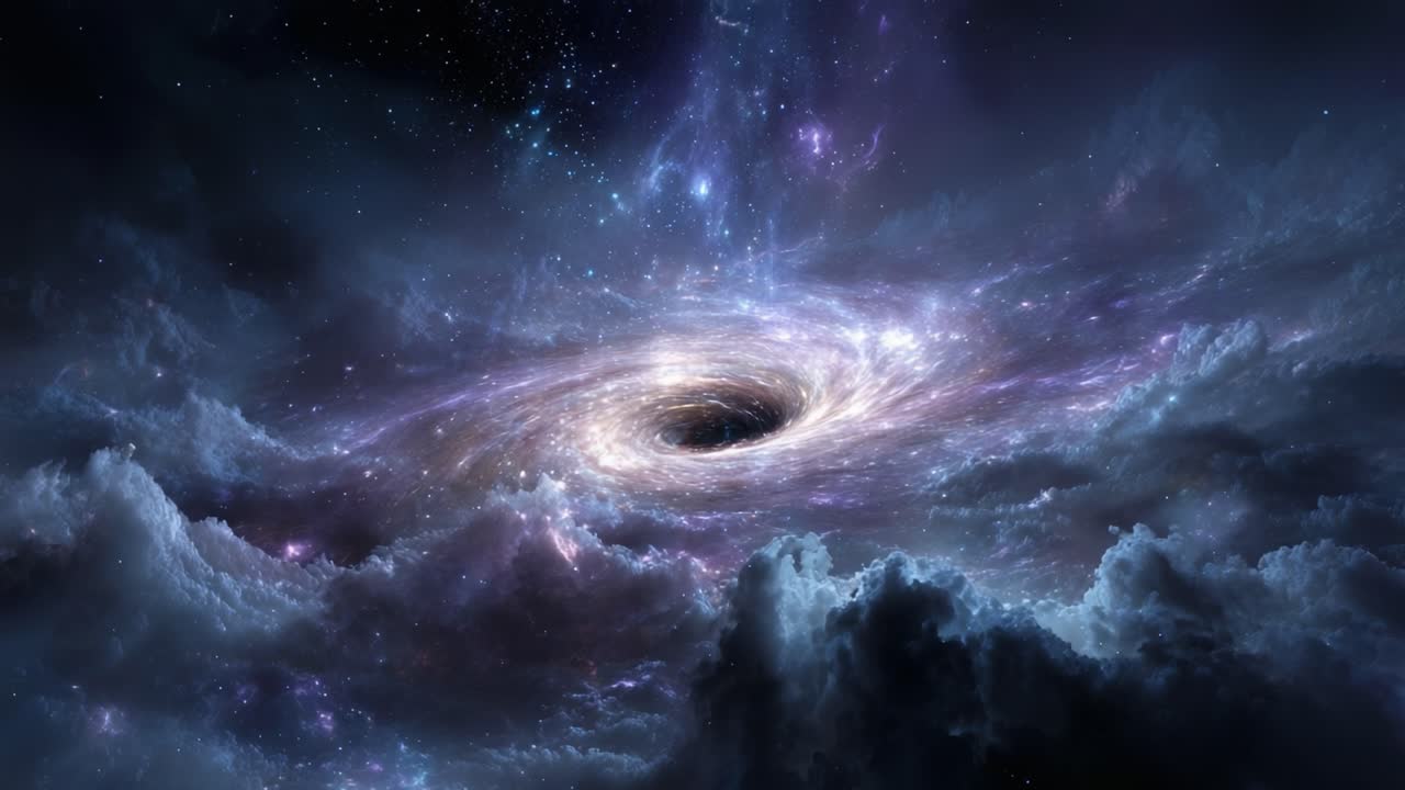 A Stunning Journey Through the Cosmic Abyss: A Visual Exploration of the Enigmatic Black Hole in the Depths of Space, Surrounded by Ethereal Nebulae and Stars