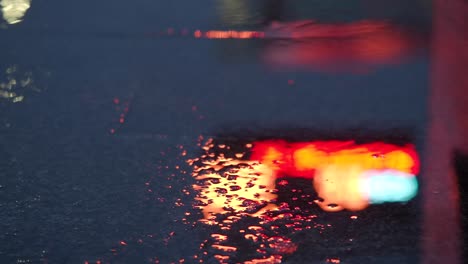 rain-slicked city night reflections