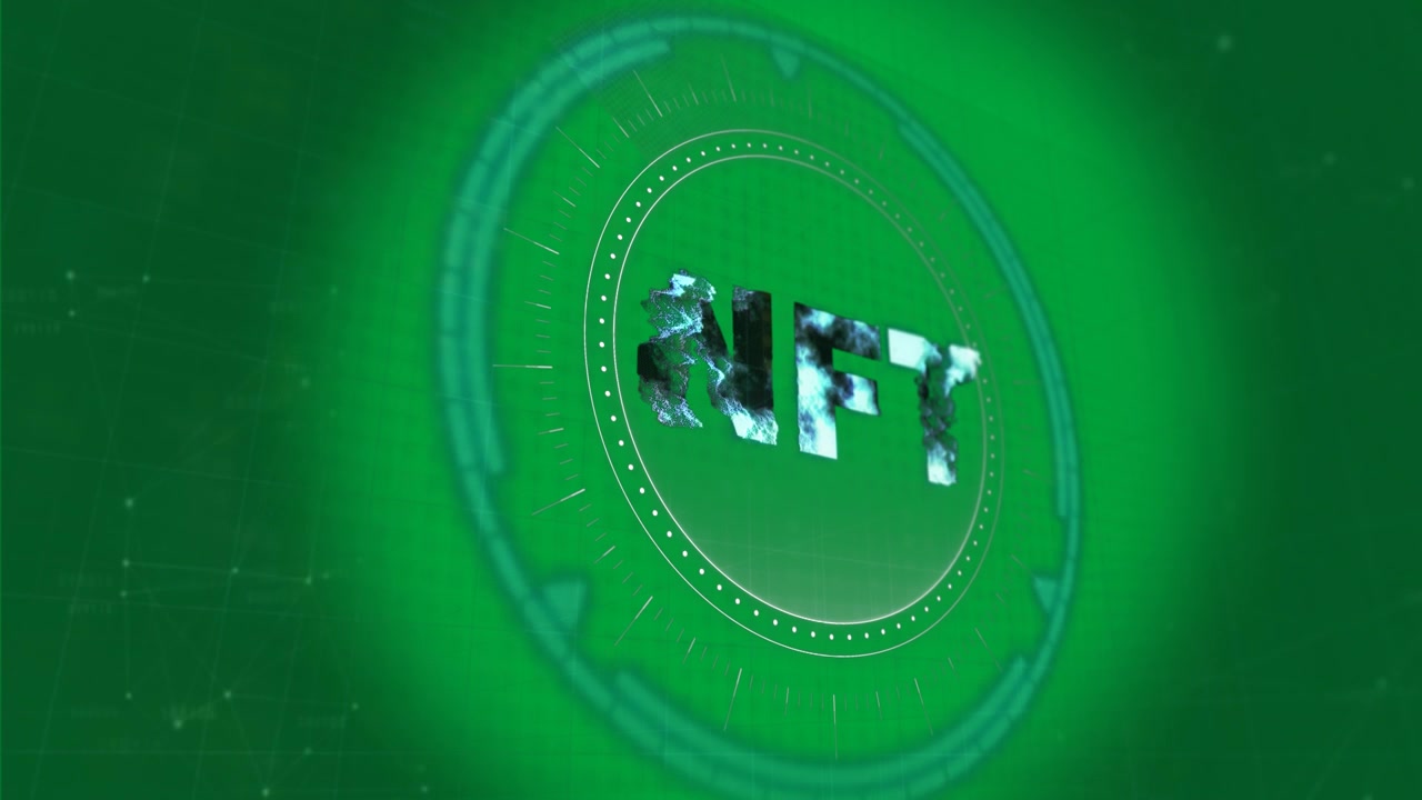 Animation of nft rotating in processing circle over clear background