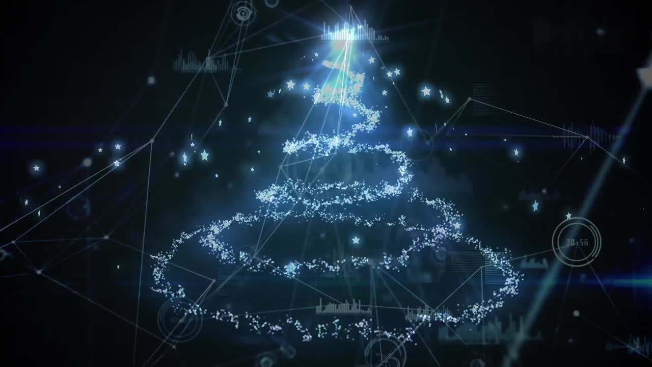 검은 바탕에 있는 별과 연결의 애니메이션