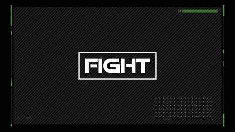 Animation-of-glitch-effect-over-interface-with-fight-text-banner-against-black-background