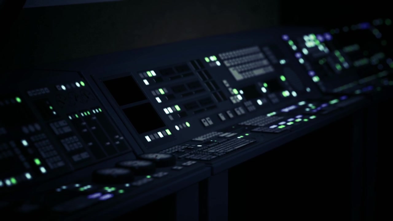 Sophisticated station exhibiting bright green screens and interconnected systems
