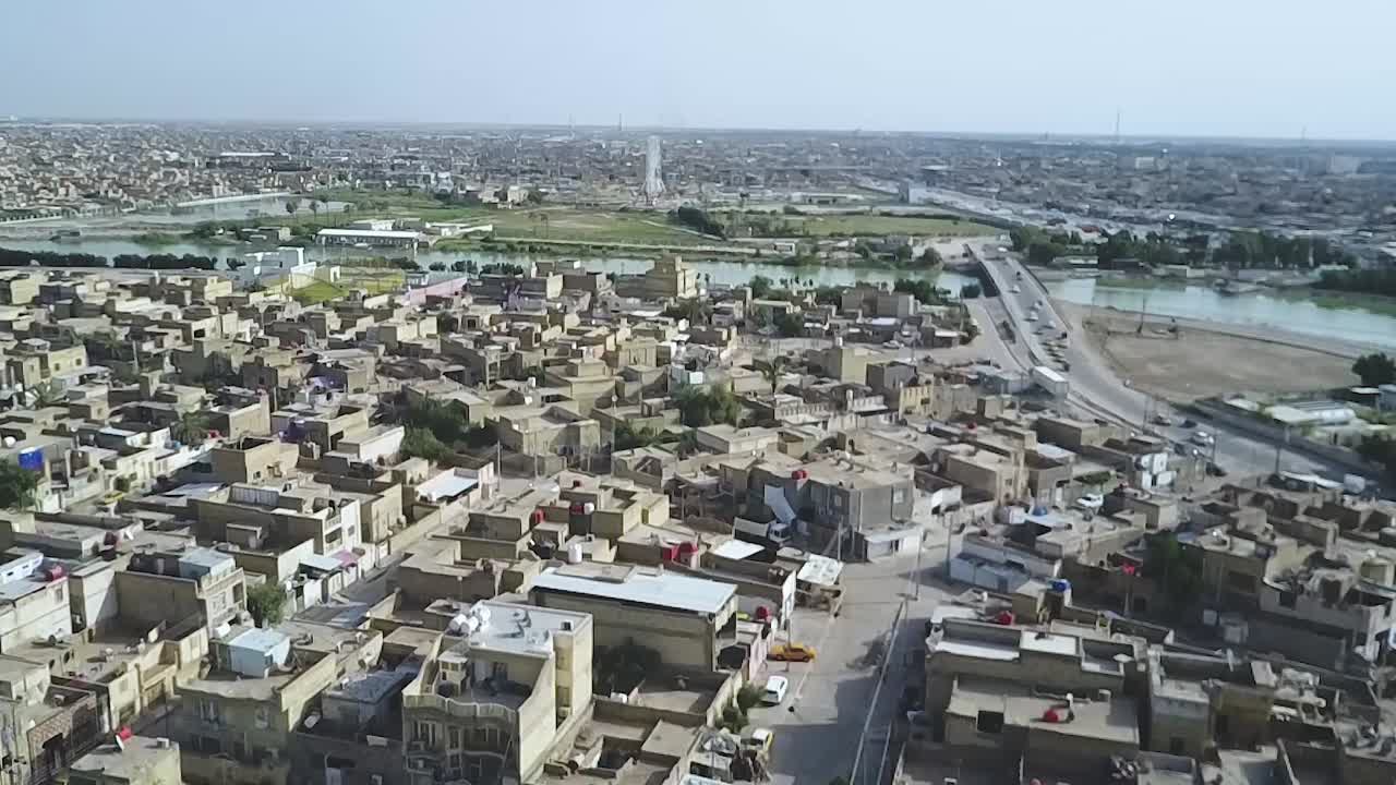 aerial footage of  Amarah city in Baghdad