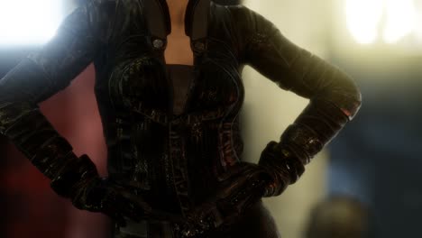 mujer joven de estilo cyberpunk futurista con luces de neón bokeh
