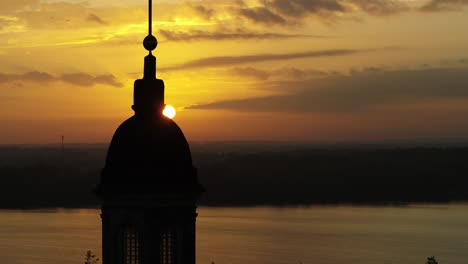 sunset and church tower