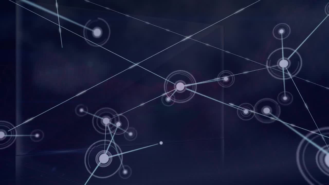 animación de redes de conexiones con puntos brillantes