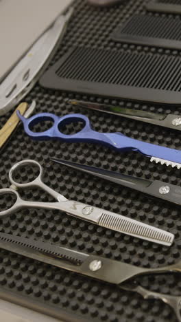 barber tools on a mat