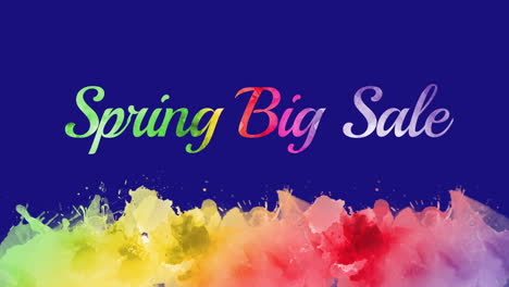 Spring-Big-Sale-with-colorful-watercolor-brushes-on-blue-gradient