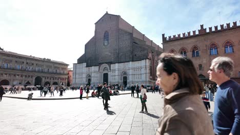 basilica of san petronio church in bologna, italy, piazza maggiore plaza